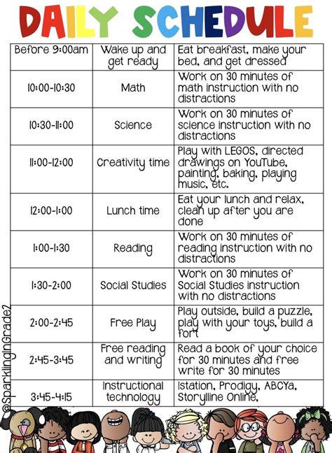 Homeschool Daily Schedule Kindergarten Schedule Kids Schedule