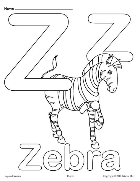 Letter Z Alphabet Coloring Pages 3 Free Printable Versions