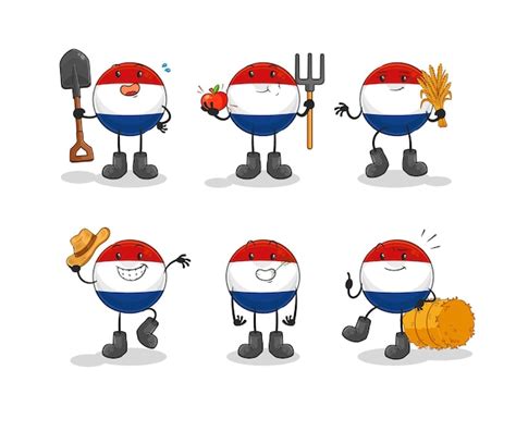 Premium Vector Netherlands Farmer Group Character Cartoon Mascot Vector