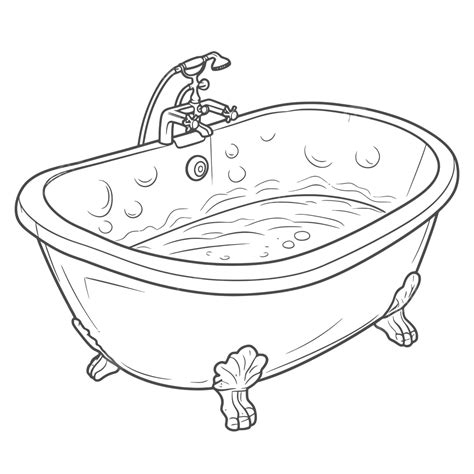 Drawing A Bathtub In Black And White Outline Sketch Vector Wing Drawing Bat Drawing Bathtub