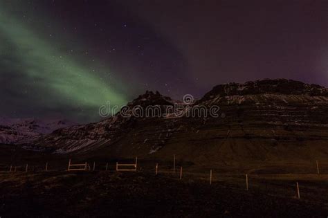 Northern Lights In Kirkjufell Mountain In Iceland Stock Image Image
