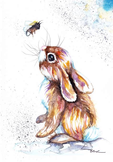 Rabbit Print Rabbit Wall Art Rabbit Painting Rabbit Home Etsy UK Bunny Watercolor Bunny