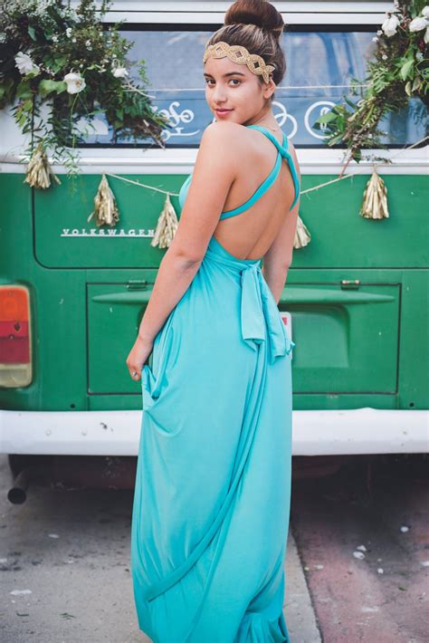High Low Cut Maxi Infinity Wrap Dress Laguna Pool Blue Turquoise~ Mumu Grecian Boho Prom
