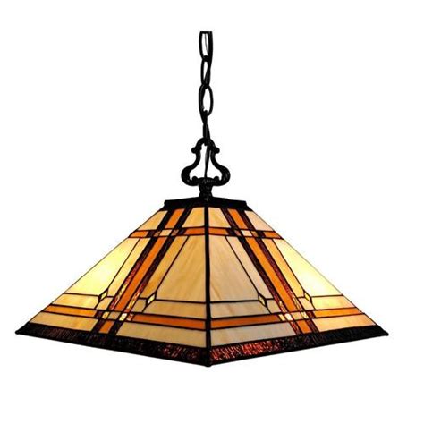 Amora Lighting Multi Tiffany Stained Glass Square Pendant Light In The