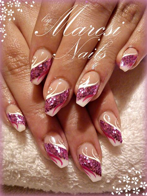 purple glitter french nice nail french nails pink french manicure glitter gel nails pink