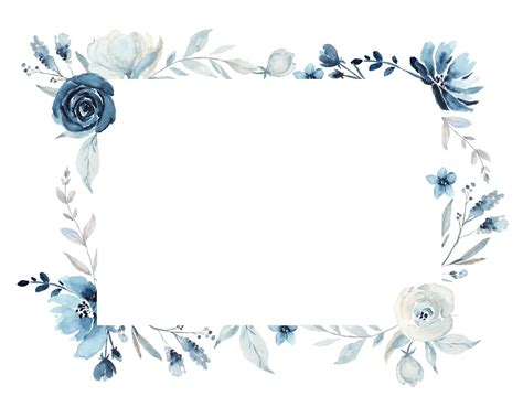 Blue And White Frames And Wreaths Navy Blue Floral Frames Etsy