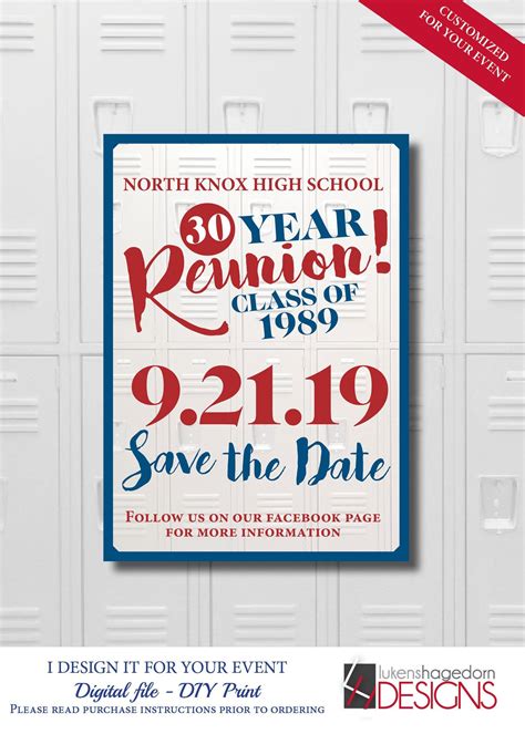 Class Reunion Save The Date Custom School Colors Digital File Only