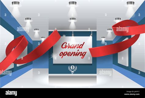 Grand Opening Vector Illustration Background With Red Ribbon Stock