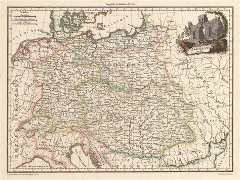Antique Map Of The 19th Century German States 1812