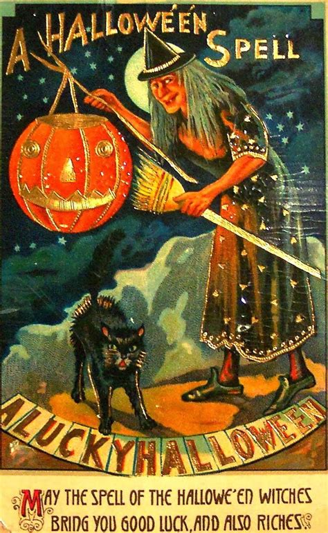 Vintage Halloween Greeting Card Vintage Halloween Witch Vintage