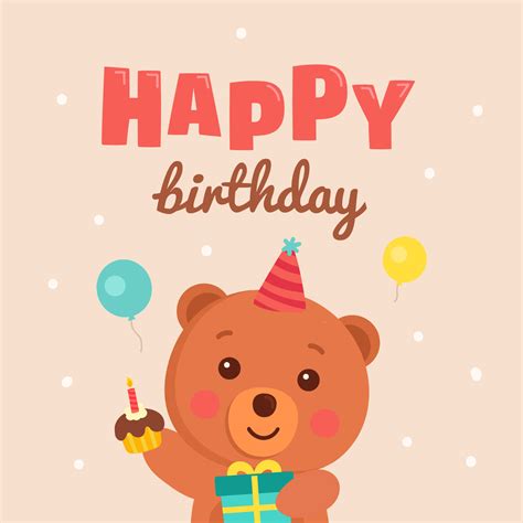 Cute Happy Birthday Greeting Card 546011 Vector Art At Vecteezy