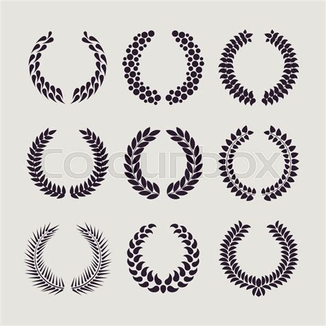 Set Of Silhouettes Of Laurel Wreaths Stock Vector Colourbox
