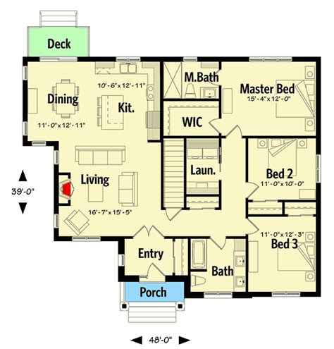 Plan 22475dr 3 Bed Modern Craftsman Ranch Home Plan House Plans