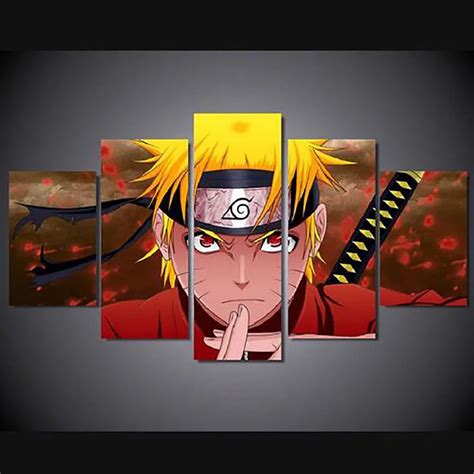 Modern Living Room Frame Home Hd Printed Canvas 5 Panel Naruto