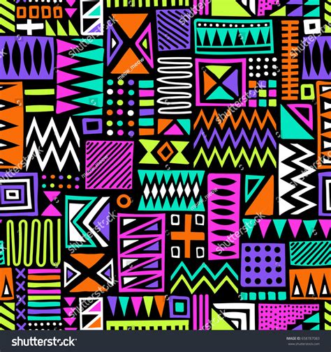Multicolor Vector Seamless Pattern Abstract Shapes Stock Vector