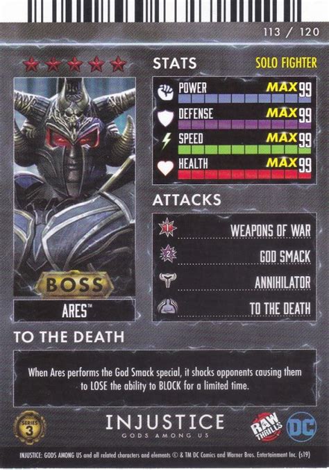 Injustice Gods Among Us Series 3 113 Boss Card Ares Foil Arcade