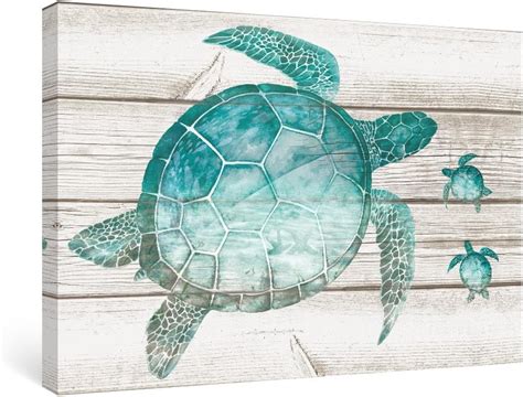 Amazon Com Sumgar Sea Turtle Bathroom Decor Beach Themed Wall Art