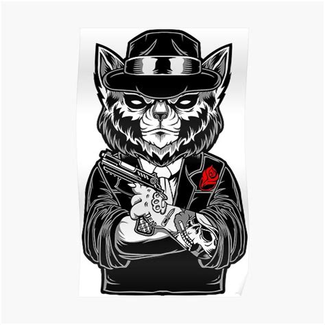 Gangster Cat Poster For Sale By Sasha Arts Redbubble