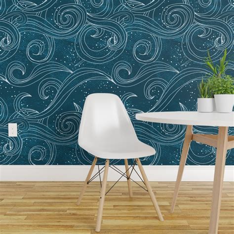Peel And Stick Wallpaper 2ft Wide Wild Waves Mermaid Ocean Sea Whimsical