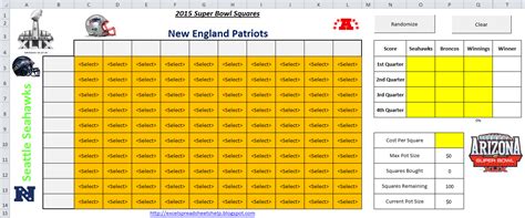 Super Bowl Squares Excel Template