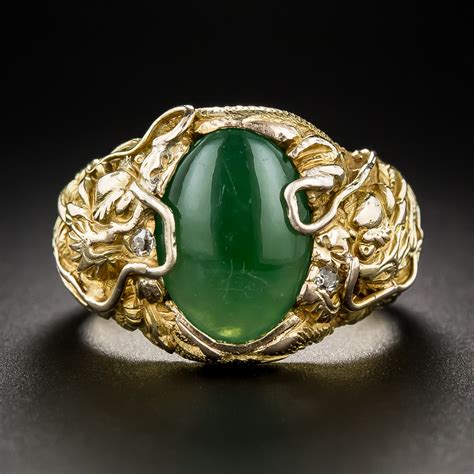 Chinese Jade Gents Ring With Dragons