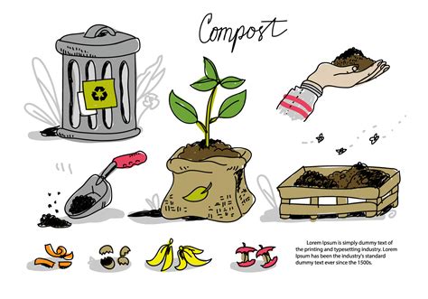 Compost Recycle Processing Doodle Vector Illustration 153643 Vector Art