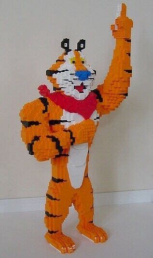 Tony The Tiger Made Out Of Legos Orange Lego Sculptures Lego Art Lego Creations