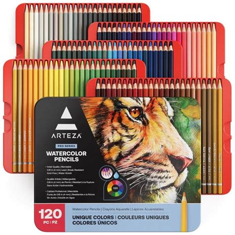 Arteza Professional Watercolor Pencils Assorted Colors Coloring Set
