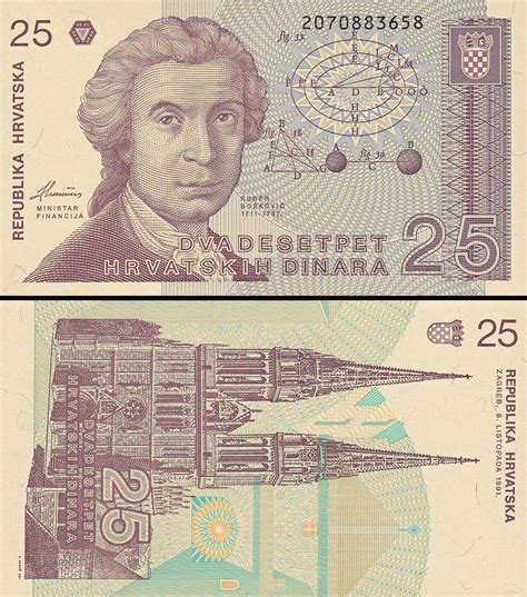 Croatia 25 Dinars 1991 Pick 19 Unc World Paper Money Etsy Banknotes