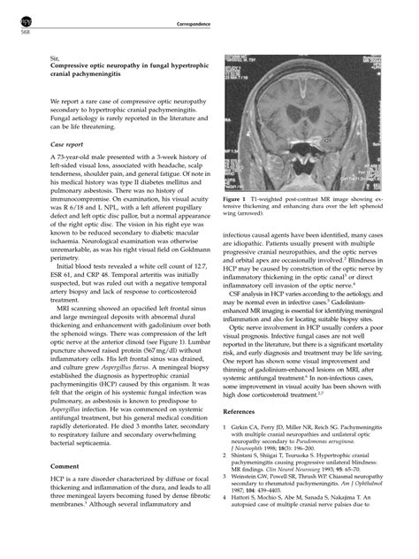 Pdf Compressive Optic Neuropathy In Fungal Hypertrophic Cranial