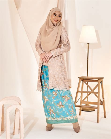 Baju Kebaya Batik Lace Estela Beige Cream Muslimahclothingcom