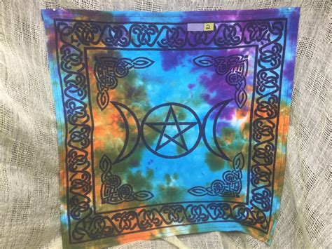 Triple Moon With Pentagram Altar Cloth Witch Decoration Wiccan Etsy