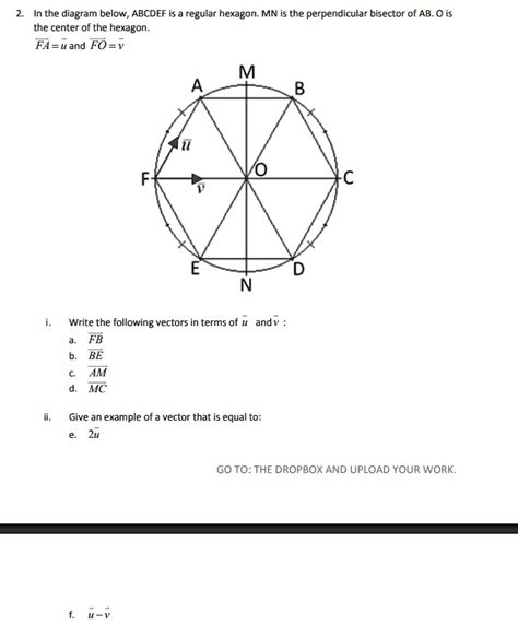 solved in the diagram below abcdef is regular hexagon mn is the perpendicular bisector of ab