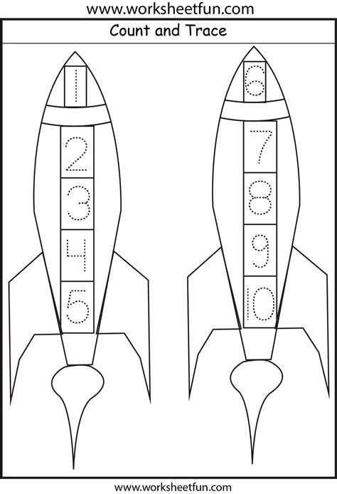 Number Tracing Rocket 1 Worksheet Free Printable Worksheets