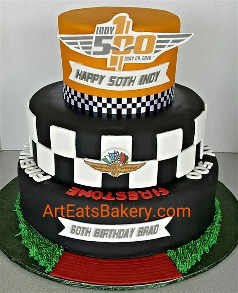 3 Tier Custom Mens Nascar Brickyard 500 Race Birthday Or Grooms Cake