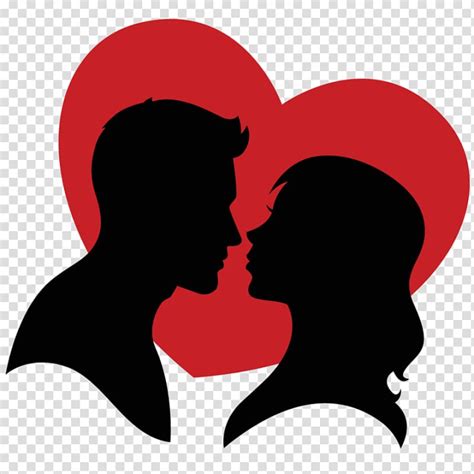 Silhouette Of Man And Woman With Heart Background Illustration Love