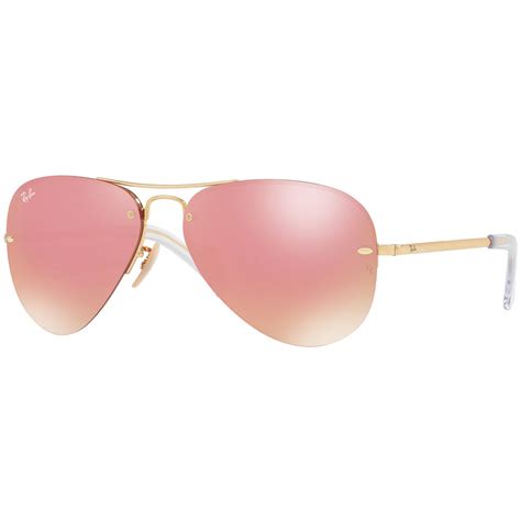 Ray Ban Pink Rimless Aviator Sunglasses Rb3449 001e4 59 14 Xách Tay