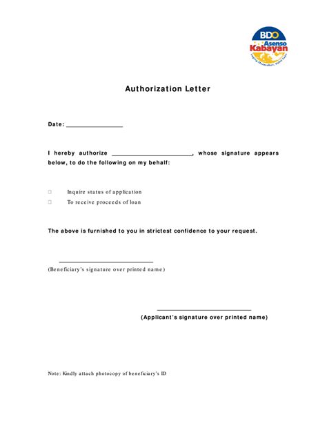 Bank Authorization Letter For Cheque Collection