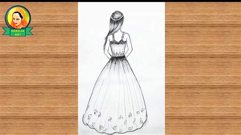 How To Draw A Girl Beautiful Dress Step By Step Pencil Drawing Simple