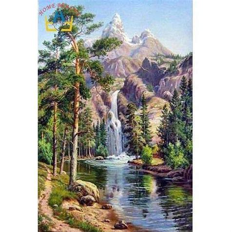 Waterfall Paint By Numbers Kits For Adults Diy Landscape Paint By