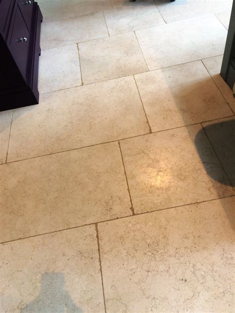 Polishing And Sealing A Dirty Limestone Kitchen Floor In Cobham West