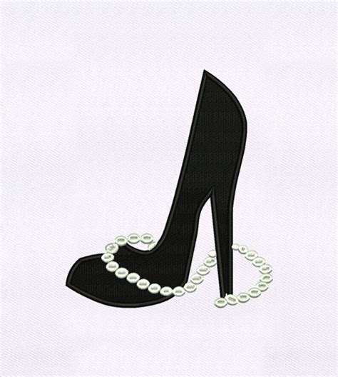 High Heel Embroidery Design Pearl Necklace And High Heel Etsy