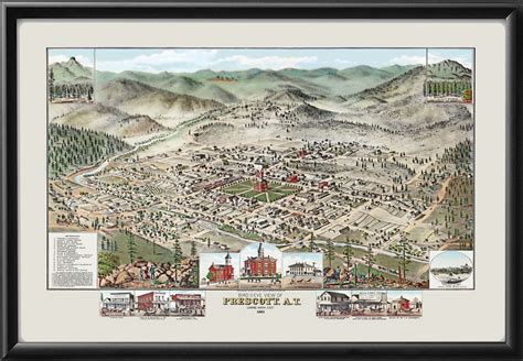 Prescott Az 1883 Vintage City Maps