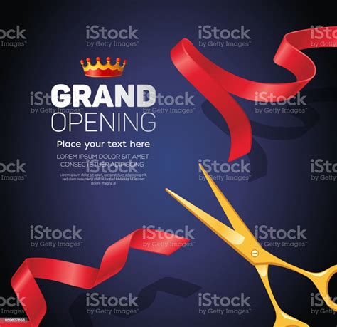 Grand Opening Template Modern Vector Illustration On Blue Background ...