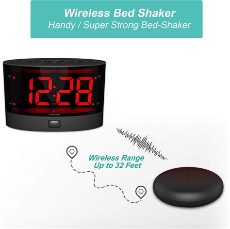 Electronics Vibrating Dual Alarm Clock For Heavy Sleepers Usb Charger