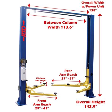 Race Tools Direct 9000 Lb Capacity Overhead 2 Post Lift Asymmetric