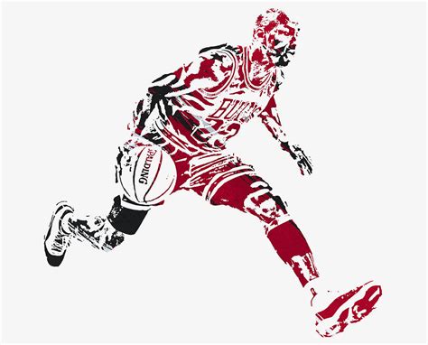 Michael Jordan Chicago Bulls Watercolor Strokes Pixel Art Mixed