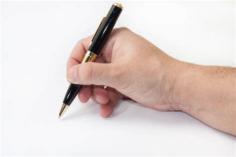 Hand Holding Black Pen And Writing Stock Image Image Of Note Fingers