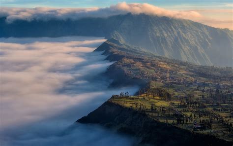 Nature Landscape Sunrise Mount Bromo Indonesia Clouds
