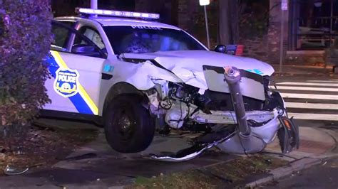Philadelphia Police Car Crashes On Wayne Avenue In Germantown 6abc